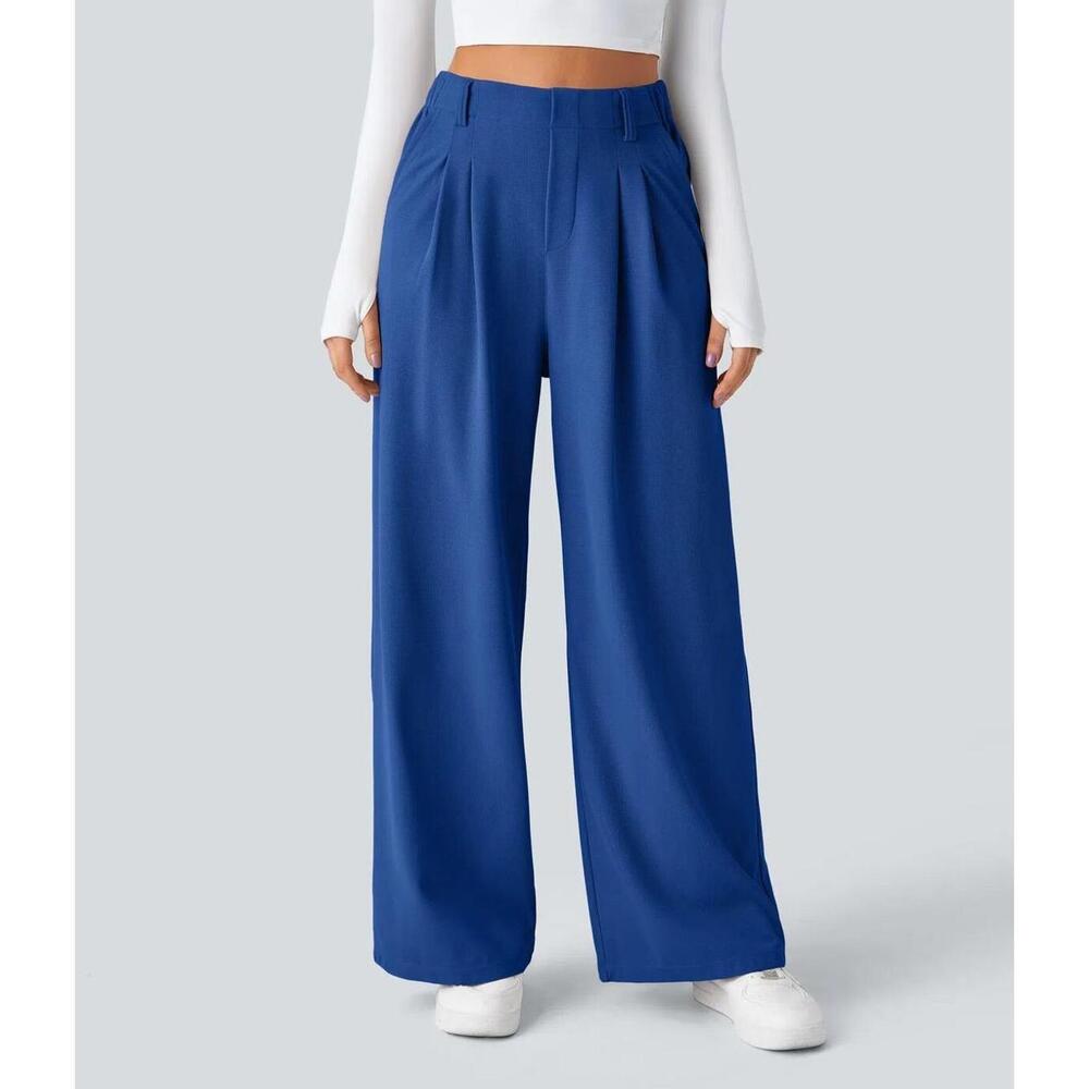 HALARA High Waisted Pocket Wide Leg Waffle Work Pants Size M